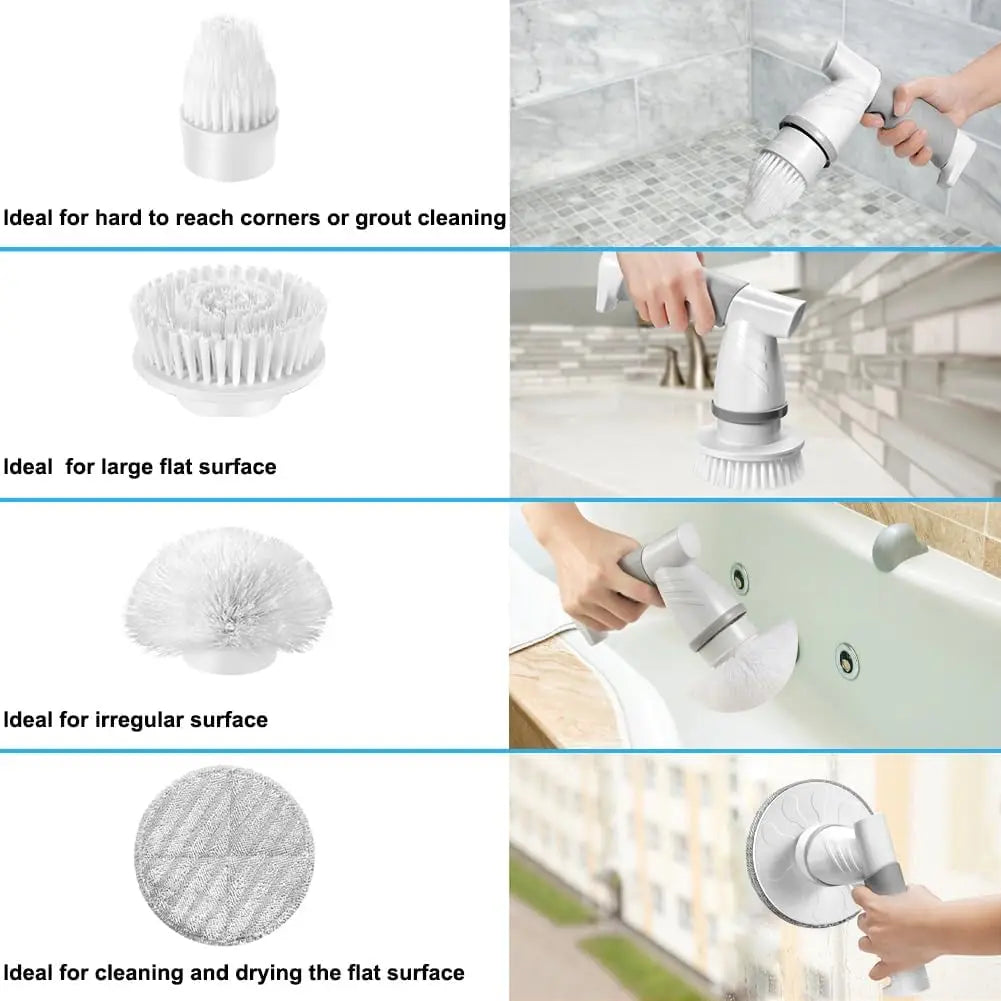 2026 New Upgrade Electric Spin Scrubber,Bathroom Shower Electric Scrubber forCleaning Power Cleaning Brush Rechargeable Cordless