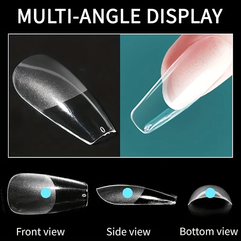 600Pcs Full Cover Press On Nail Tips Stiletto Almond Square Coffin French False Fake Soak Off Gel Nail Extension Tips Capsule