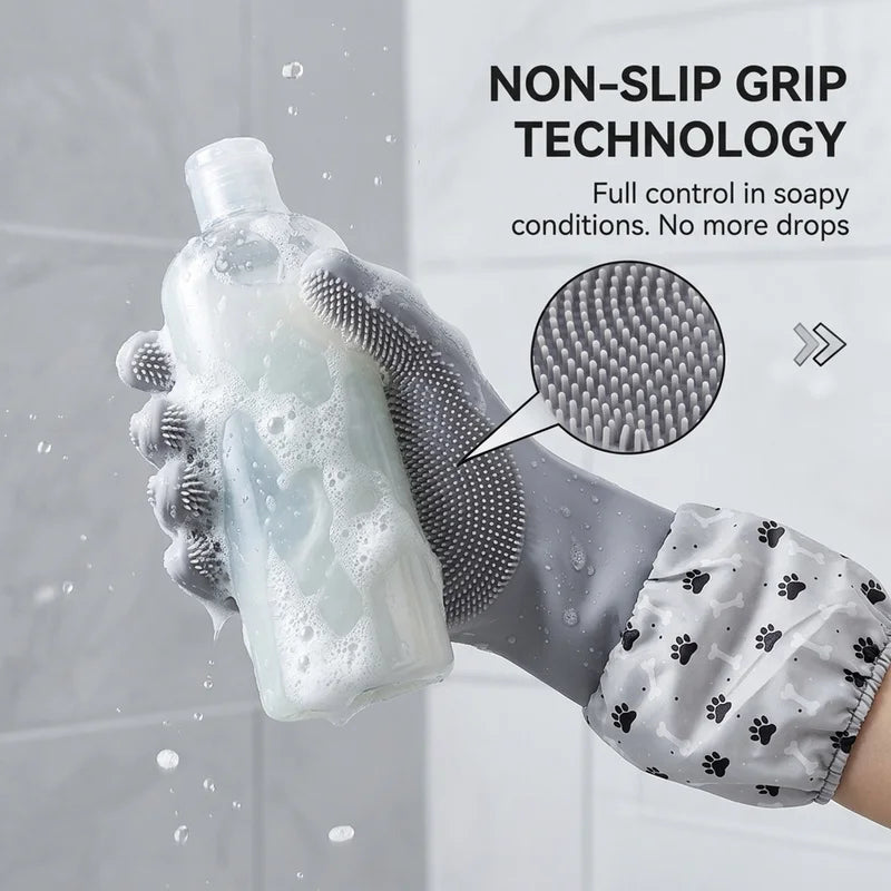 Pet Bathing Gloves,dogs accessories,Scratch Bite Resistant Cat dog brush Grooming Scrubber Heavy Duty Long Sleeve Non-Slip Pair