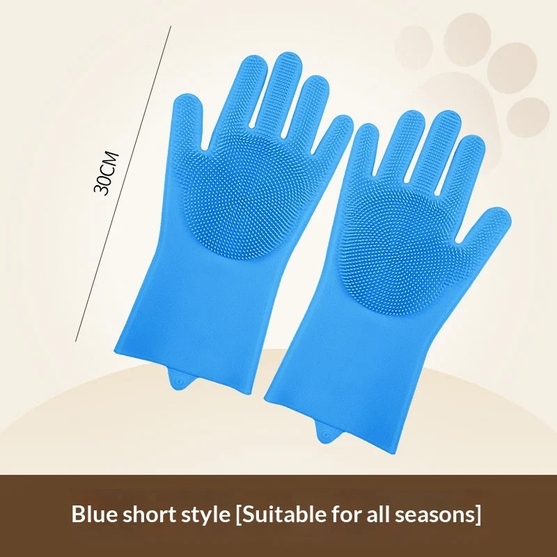 Pet Bathing Gloves,dogs accessories,Scratch Bite Resistant Cat dog brush Grooming Scrubber Heavy Duty Long Sleeve Non-Slip Pair