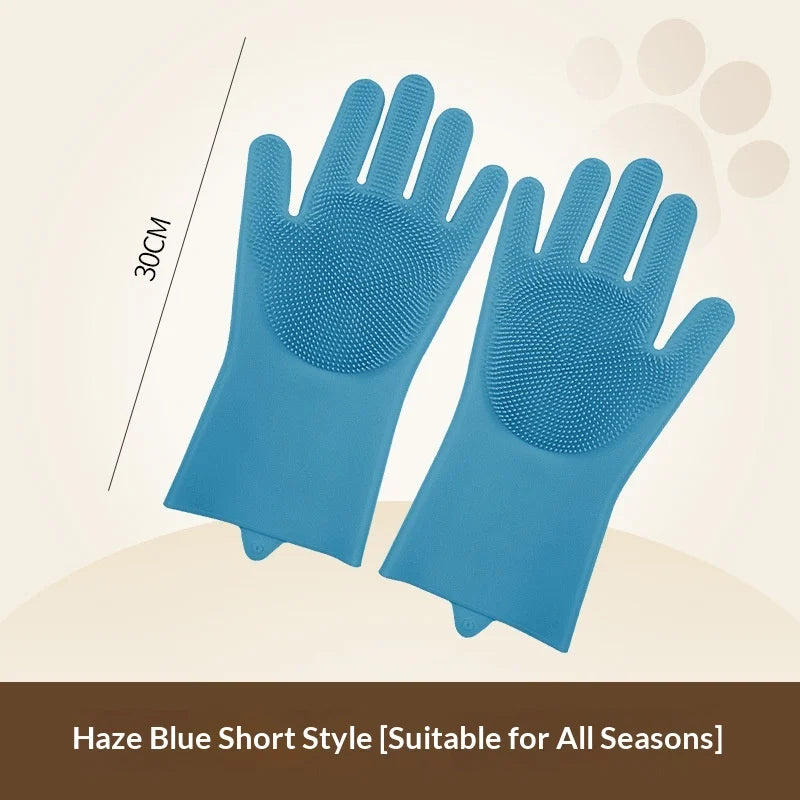 Pet Bathing Gloves,dogs accessories,Scratch Bite Resistant Cat dog brush Grooming Scrubber Heavy Duty Long Sleeve Non-Slip Pair