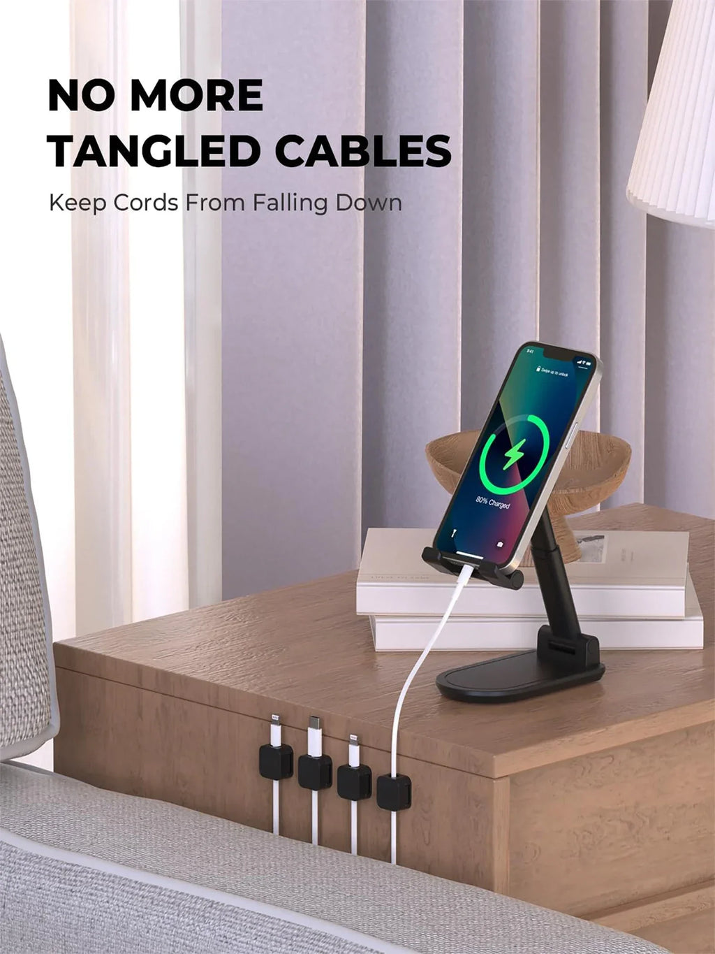 iLMH Non-magnetic Strong Cable Clips Adjustable Cord Holder, Adhesive Under Desk Mgmt Organizer, Home Office Car Wall Desktop
