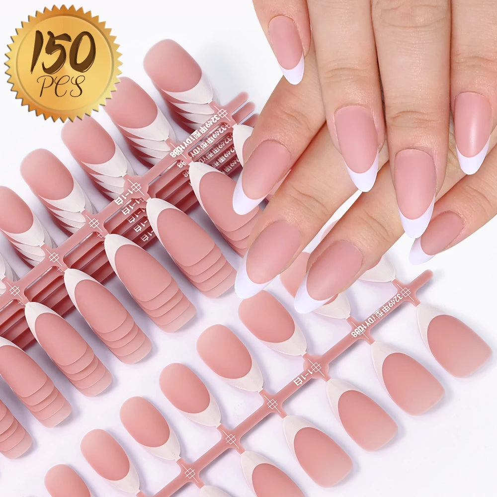 576pcs/Box Colorful Fake Nails Black Red Design Fake Nail Oval Short Square Press On False Nails Mixed Full Cover Nail Tips