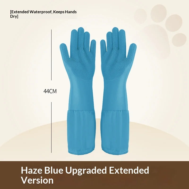 Pet Bathing Gloves,dogs accessories,Scratch Bite Resistant Cat dog brush Grooming Scrubber Heavy Duty Long Sleeve Non-Slip Pair