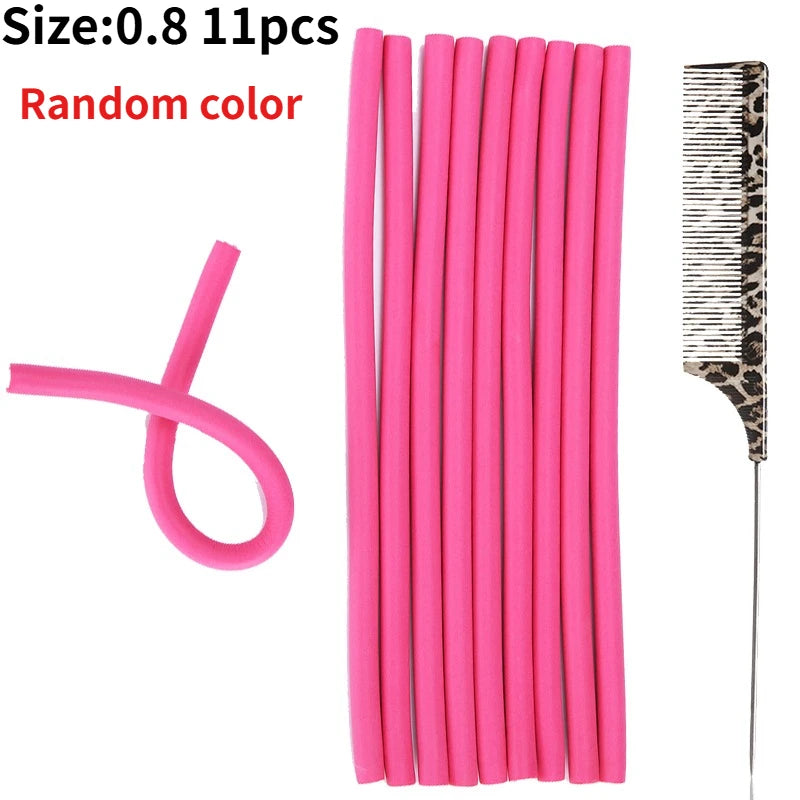11pcs Flexible Curling Rod Foam Hair Curler  Heatless Hair Rollers Set Waves DIY Twist & Wrap Styling Tool for Natural Curls