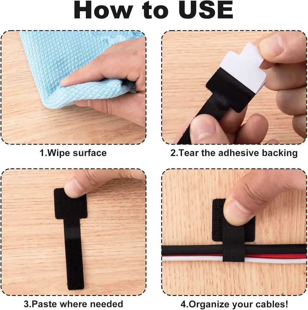 New Reusable Cable Ties Velcro Ties Self-Adhesive Power Cord Cable Holder Adjustable Cord Storage Desktop Organiser Manager