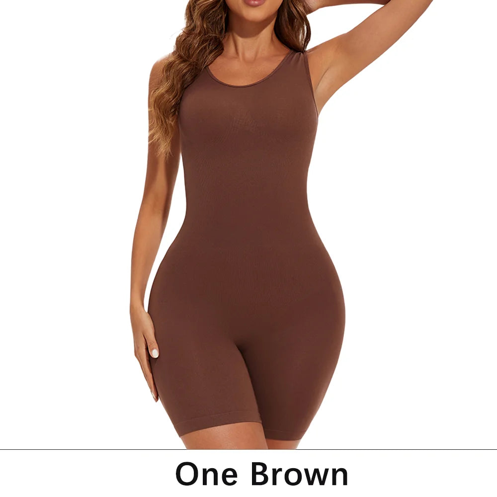 1Peice Solid Tummy Control Shaping Shapewear Seamless High Elastic Bodysuit Lingerie Sexy Sleeveless Tight Body Shaper Black Top