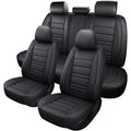 5pcs Full Set Car Seat Covers PU Leather Front Rear Seat Bench Protector Four Season Universal Fit Most Car Sedan SUV