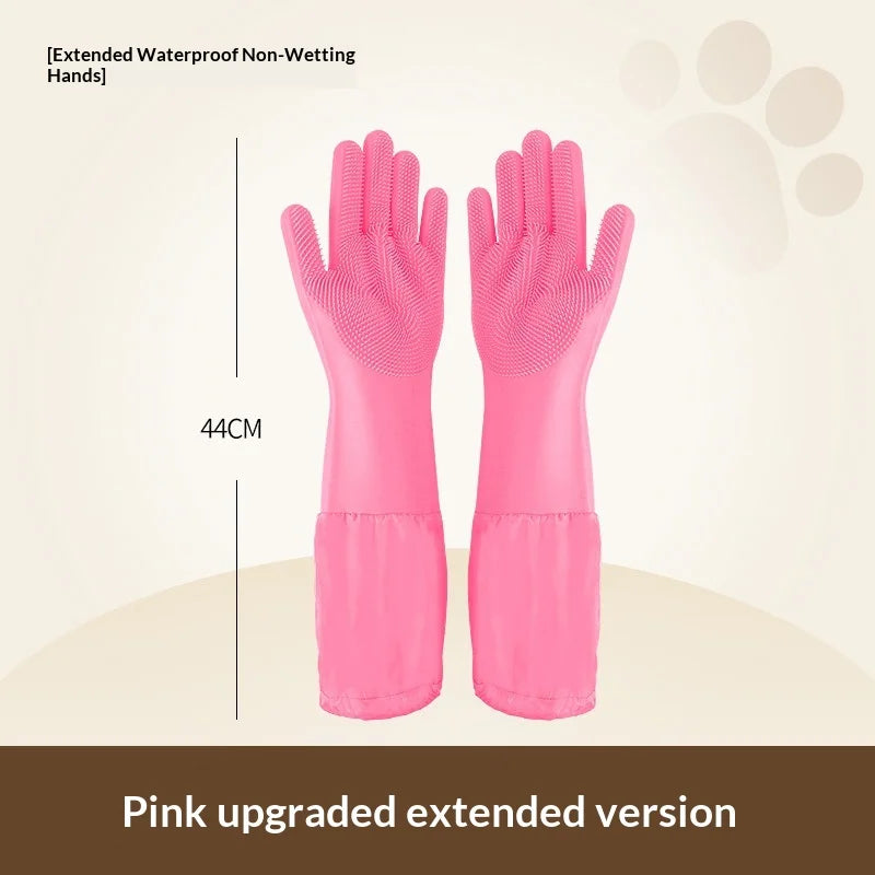 Pet Bathing Gloves,dogs accessories,Scratch Bite Resistant Cat dog brush Grooming Scrubber Heavy Duty Long Sleeve Non-Slip Pair