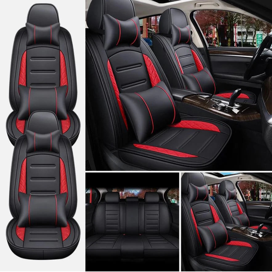 5-Seat Leather Front and Rear Full Set Car Seat Covers for Honda, with Pillows and Cushions Auto Interior Accessories
