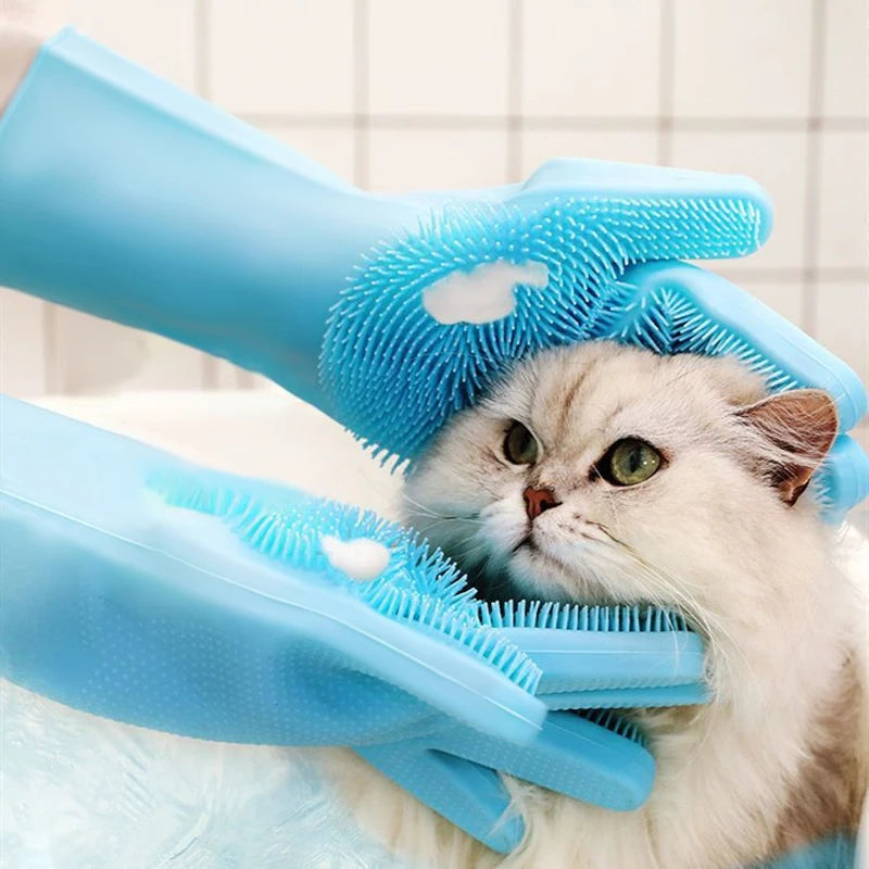 Pet Grooming Cleaning Gloves Dog Cat Bathing Shampoo Glove Pet Accessories For Cats Shower Cleaning Tools