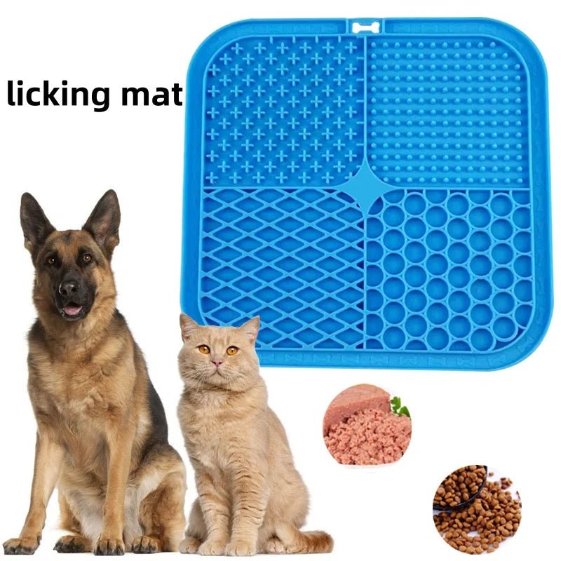 Silicone Dog Lick Mat Anti-Slip Sucker Slow Food Plate Pet Bath Distraction Feeder Mat Reusable Dog Training Feeding Supplies
