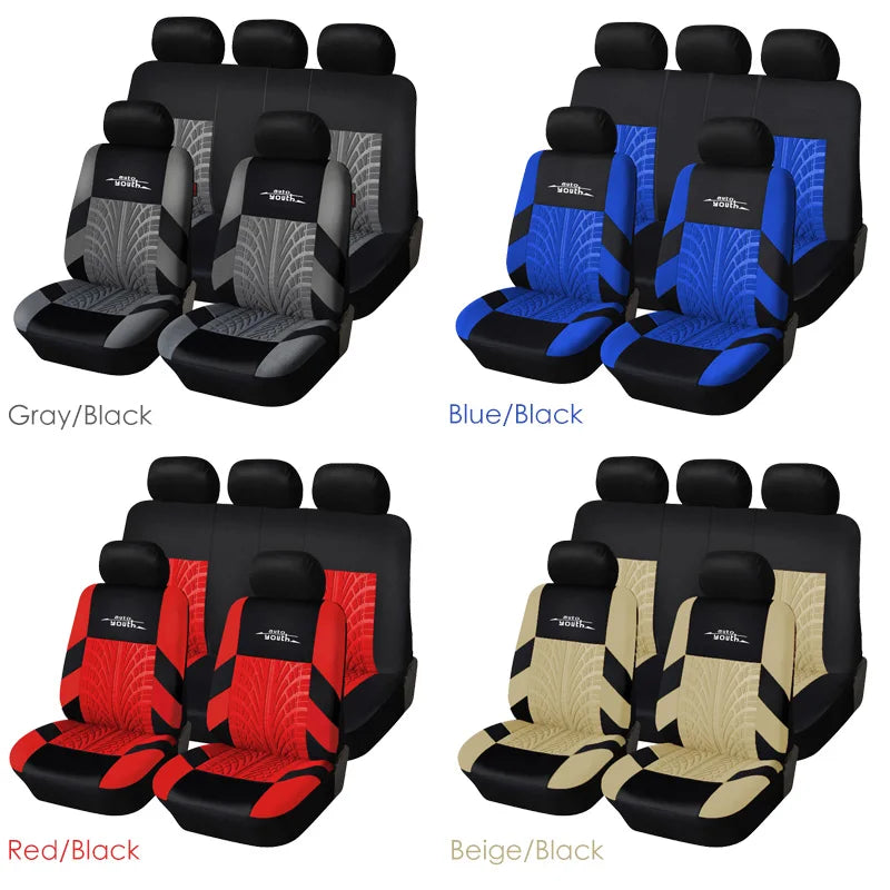 AUTOYOUTH Brand Embroidery Car Seat Covers Full Set Universal Fit Most Cars Covers with Tire Track Detail Styling