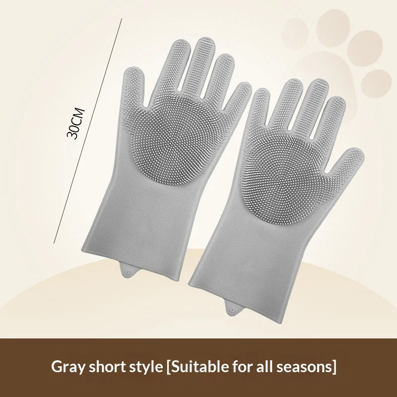 Pet Bathing Gloves,dogs accessories,Scratch Bite Resistant Cat dog brush Grooming Scrubber Heavy Duty Long Sleeve Non-Slip Pair