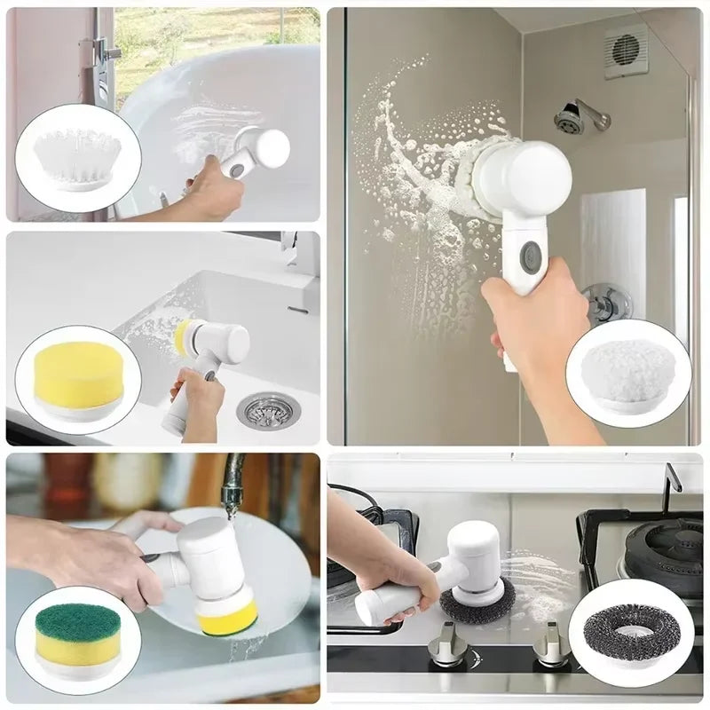 Wireless Electric Spin Scrubber Power Cleaning Brush For Kitchen Bathroom Car Tiles Multi Function Portable Scrub Tool