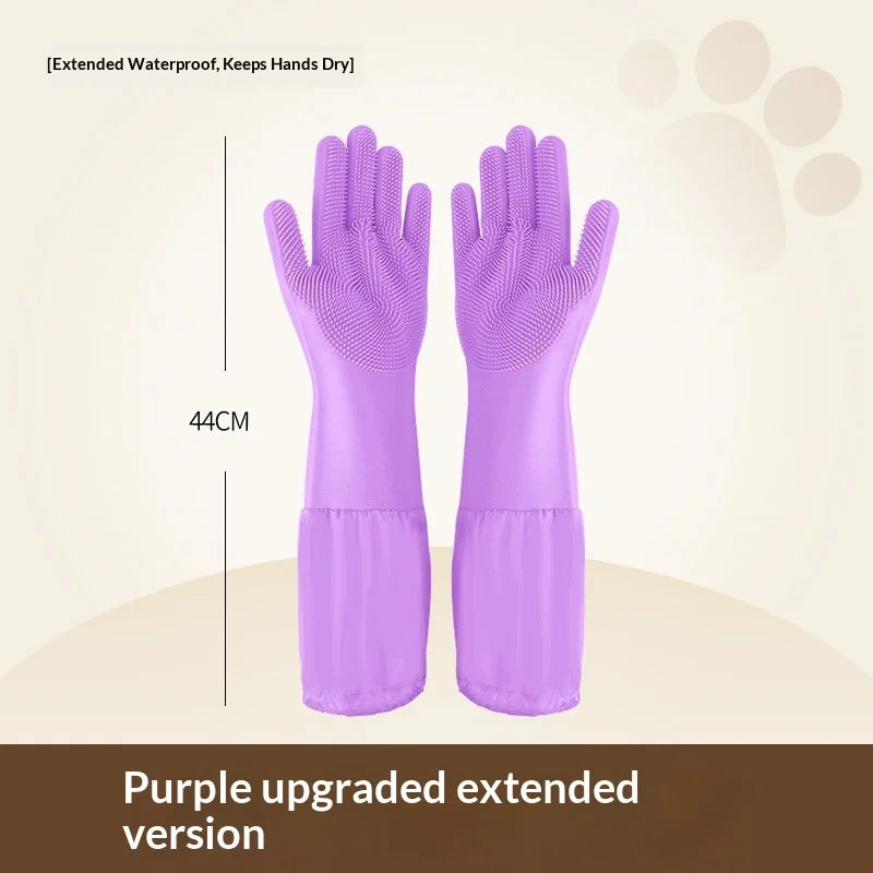 Pet Bathing Gloves,dogs accessories,Scratch Bite Resistant Cat dog brush Grooming Scrubber Heavy Duty Long Sleeve Non-Slip Pair