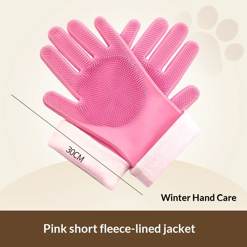 Pet Bathing Gloves,dogs accessories,Scratch Bite Resistant Cat dog brush Grooming Scrubber Heavy Duty Long Sleeve Non-Slip Pair