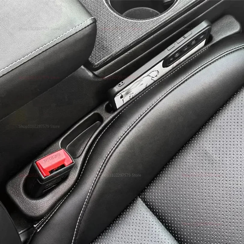 2Pcs Car Seat Gap Filler Organizer PU Waterproof Universal Car Seat Gap Anti-leak Stopper Strip 2Slot Seat Gap Storage Organizer