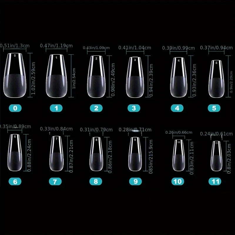 600Pcs Full Cover Press On Nail Tips Stiletto Almond Square Coffin French False Fake Soak Off Gel Nail Extension Tips Capsule