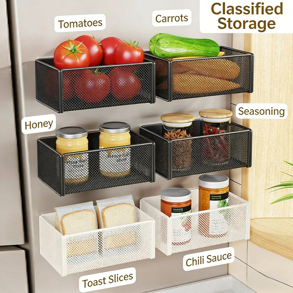 Storage Hanging Basket Magnetic Spice Rack for Refrigerator Hanging Shelf Wall Mount Kitchen Gadgets Shelves Magnet Organization