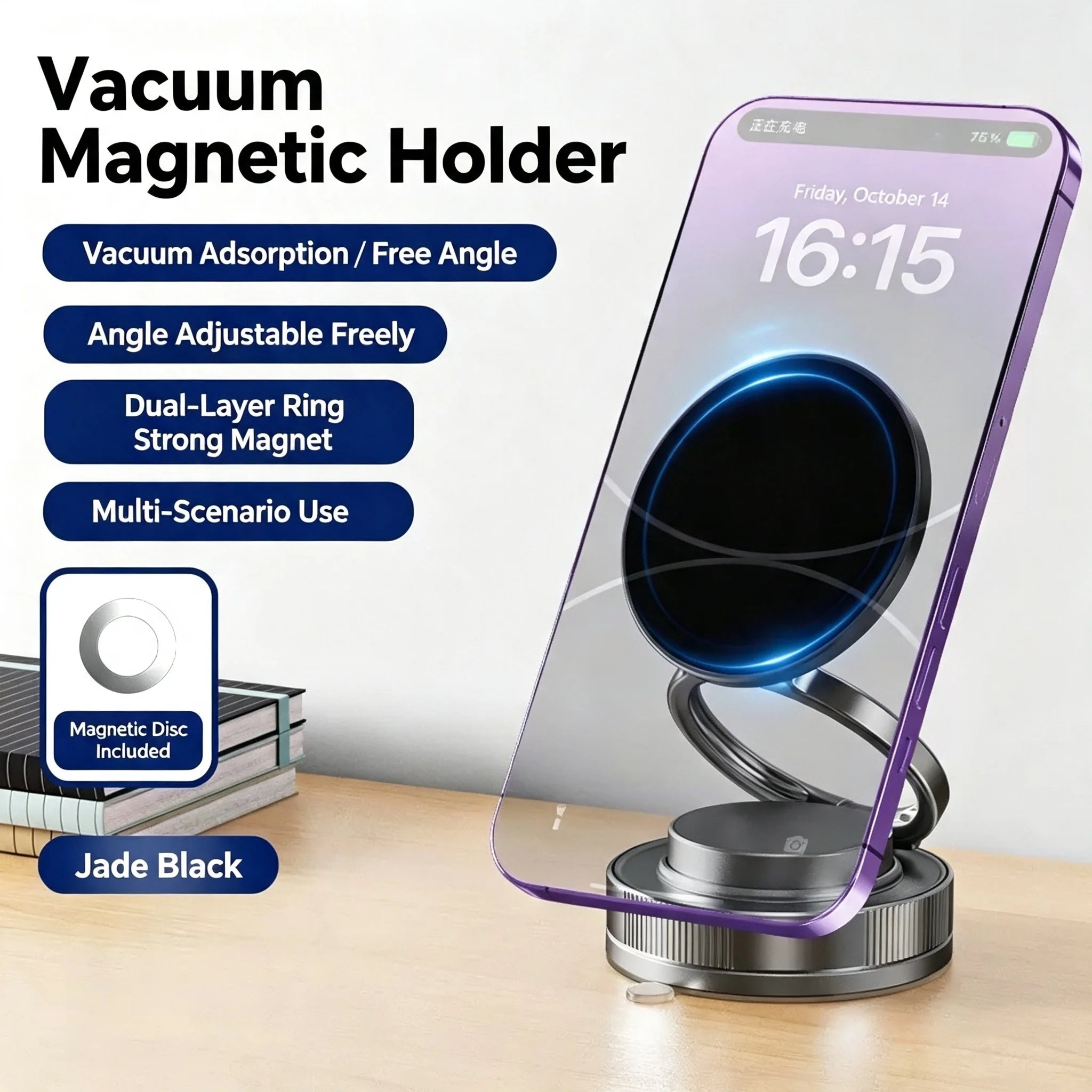 Magnetic Suction Cup Phone Mount for Magsafe 360° Adjustable Magnetic Car Phone Holder Pocket Size Foldable Car Mount