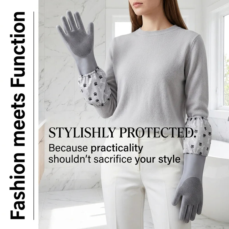 Pet Bathing Gloves,dogs accessories,Scratch Bite Resistant Cat dog brush Grooming Scrubber Heavy Duty Long Sleeve Non-Slip Pair
