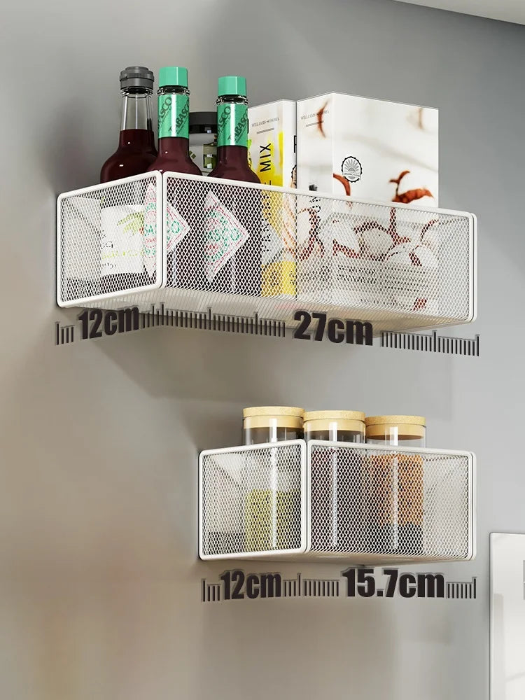 Storage Hanging Basket Magnetic Spice Rack for Refrigerator Hanging Shelf Wall Mount Kitchen Gadgets Shelves Magnet Organization
