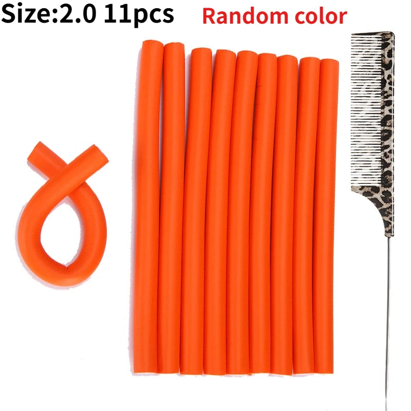 11pcs Flexible Curling Rod Foam Hair Curler  Heatless Hair Rollers Set Waves DIY Twist & Wrap Styling Tool for Natural Curls