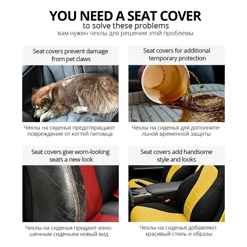 AUTOYOUTH Brand Embroidery Car Seat Covers Full Set Universal Fit Most Cars Covers with Tire Track Detail Styling