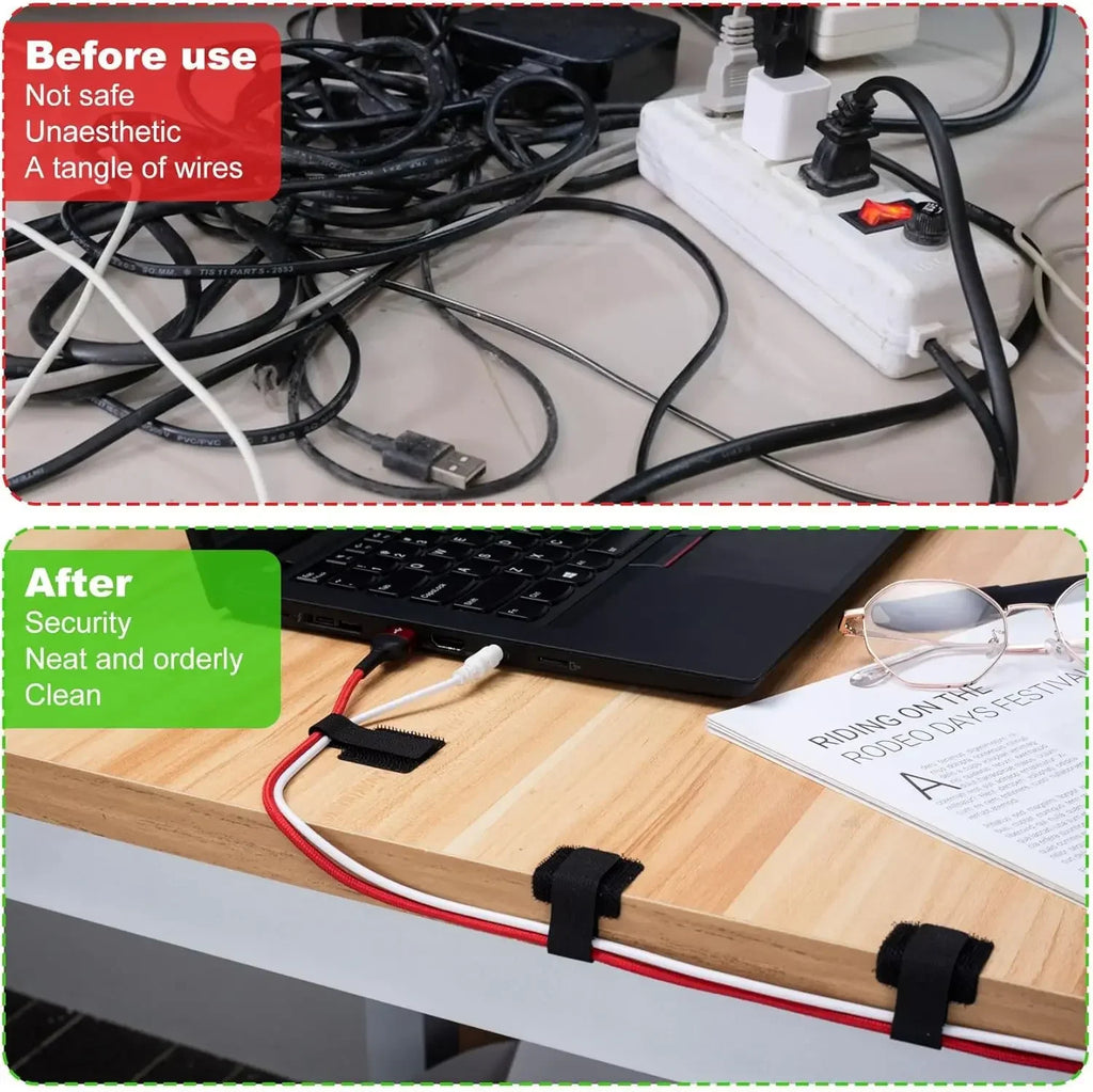 New Reusable Cable Ties Velcro Ties Self-Adhesive Power Cord Cable Holder Adjustable Cord Storage Desktop Organiser Manager