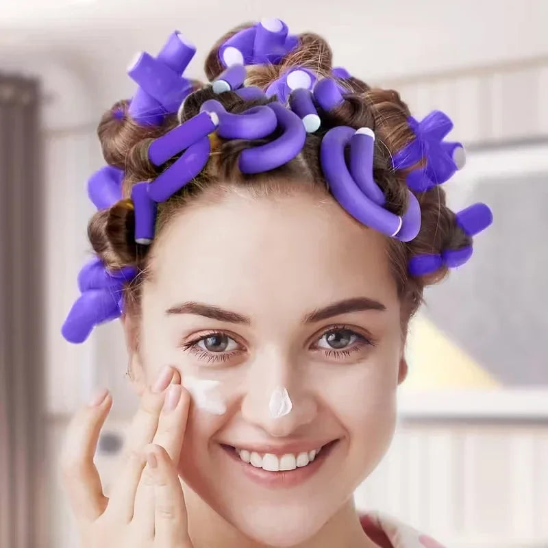 11pcs Flexible Curling Rod Foam Hair Curler  Heatless Hair Rollers Set Waves DIY Twist & Wrap Styling Tool for Natural Curls