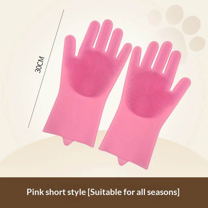 Pet Bathing Gloves,dogs accessories,Scratch Bite Resistant Cat dog brush Grooming Scrubber Heavy Duty Long Sleeve Non-Slip Pair