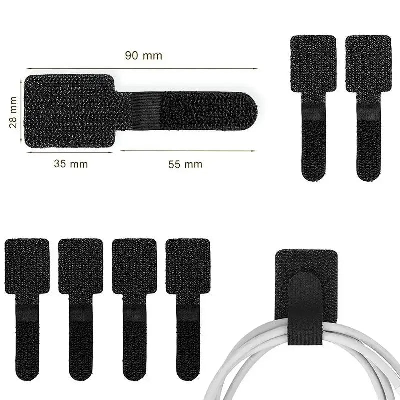 20pcs Reusable Cable Tie Fastening Mouse Wire Organizer Cord Rope Holder Desk Management Self Adhesive Adjustable Cord Organizer