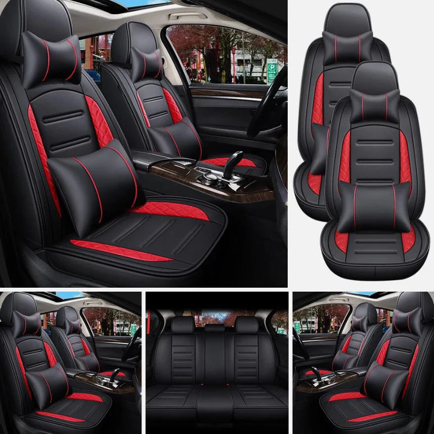5-Seat Leather Front and Rear Full Set Car Seat Covers for Honda, with Pillows and Cushions Auto Interior Accessories