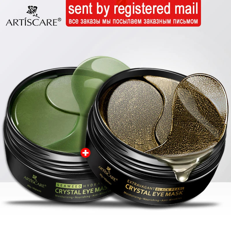 ARTISCARE Black Pearl + Seaweed Eye Mask 2pcs/Lot Moisturizing Fade Wrinkles Dark Circle Collagen Gel Eye Patches Eyes Care
